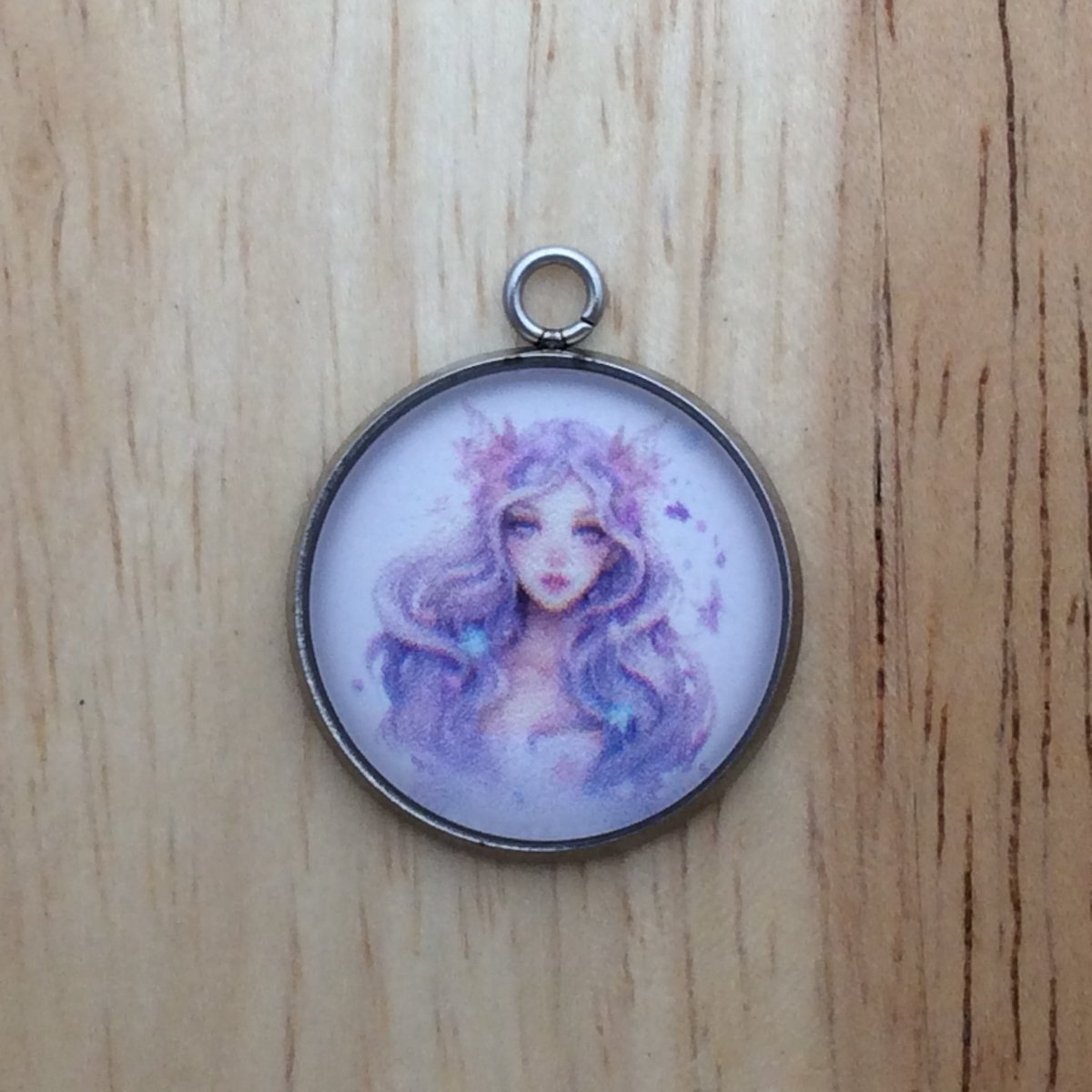 glass cabochon charm with a beautiful fairytale princess