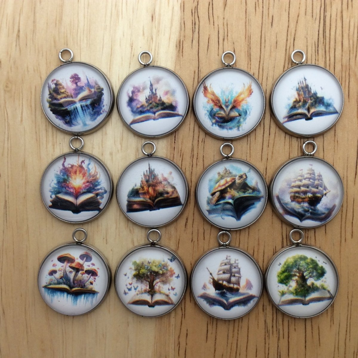 12  storybook magic themed class cabochon charms