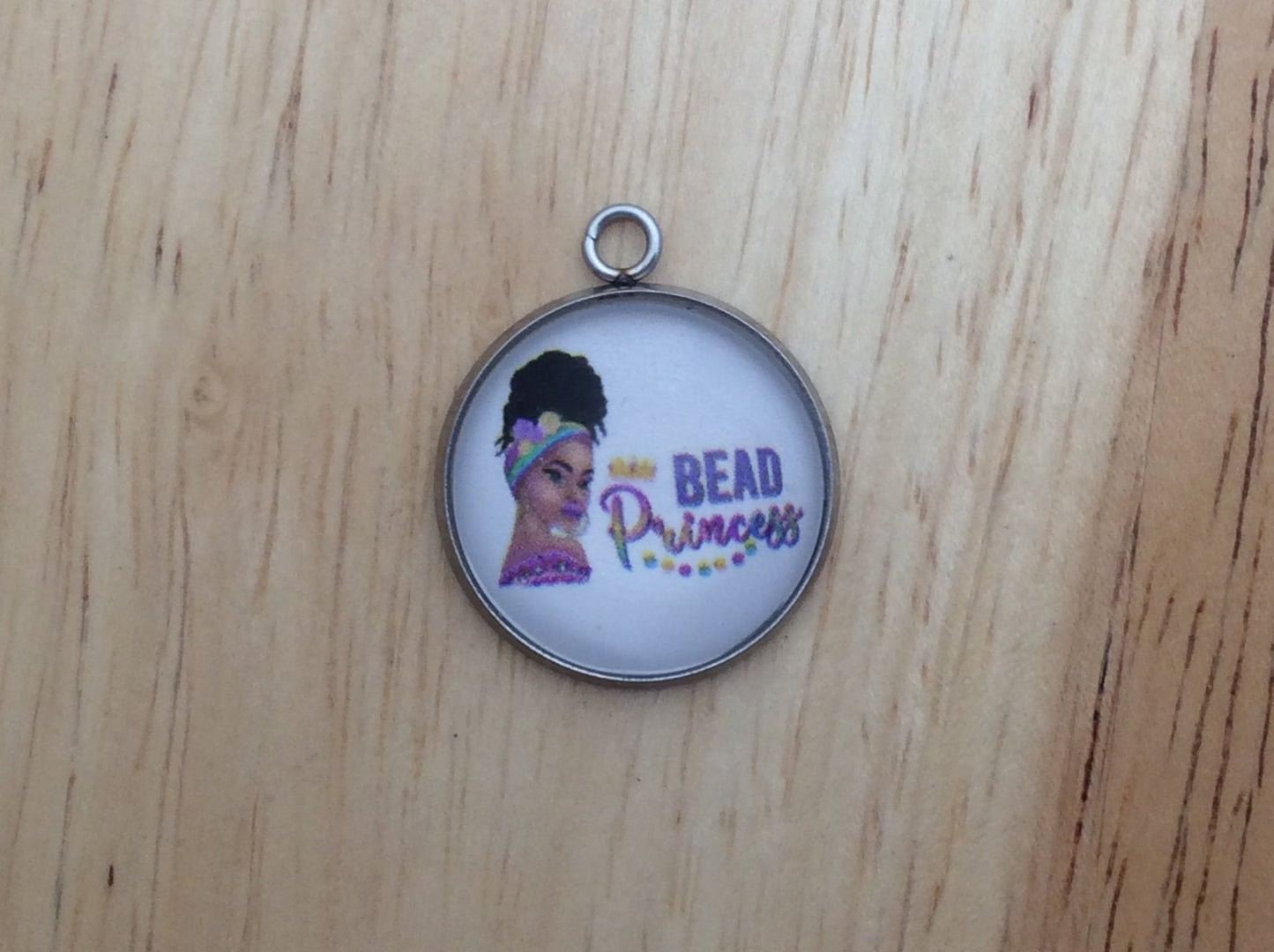 Mardi Gras Queen Glass Cabochon Charm - ILikeWorms