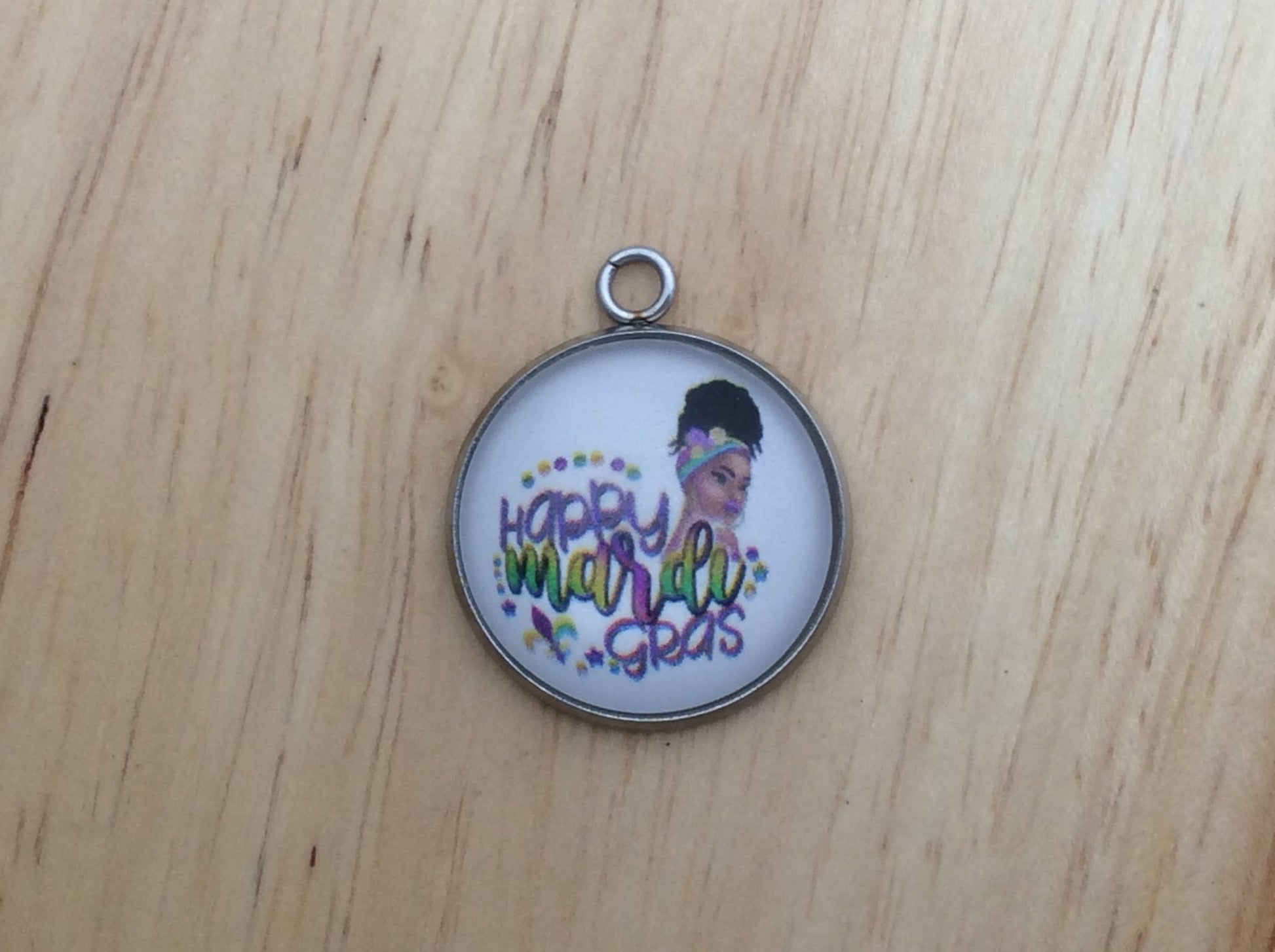 Mardi Gras Queen Glass Cabochon Charm - ILikeWorms