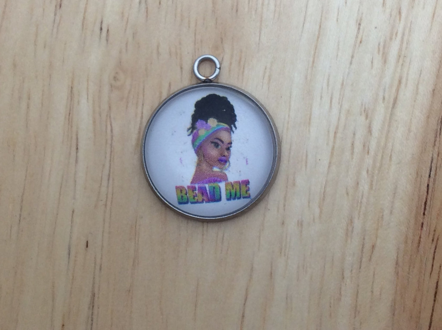 Mardi Gras Queen Glass Cabochon Charm - ILikeWorms