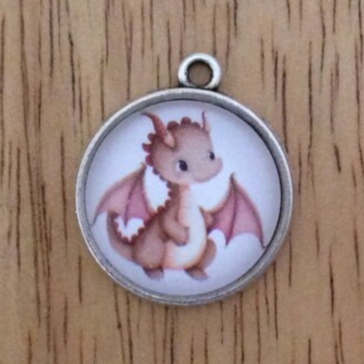 cute baby dragon glass cabochon charm