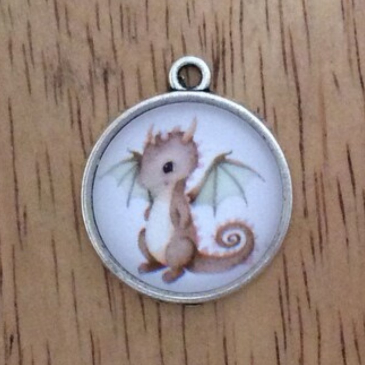 cute baby dragon glass cabochon charm