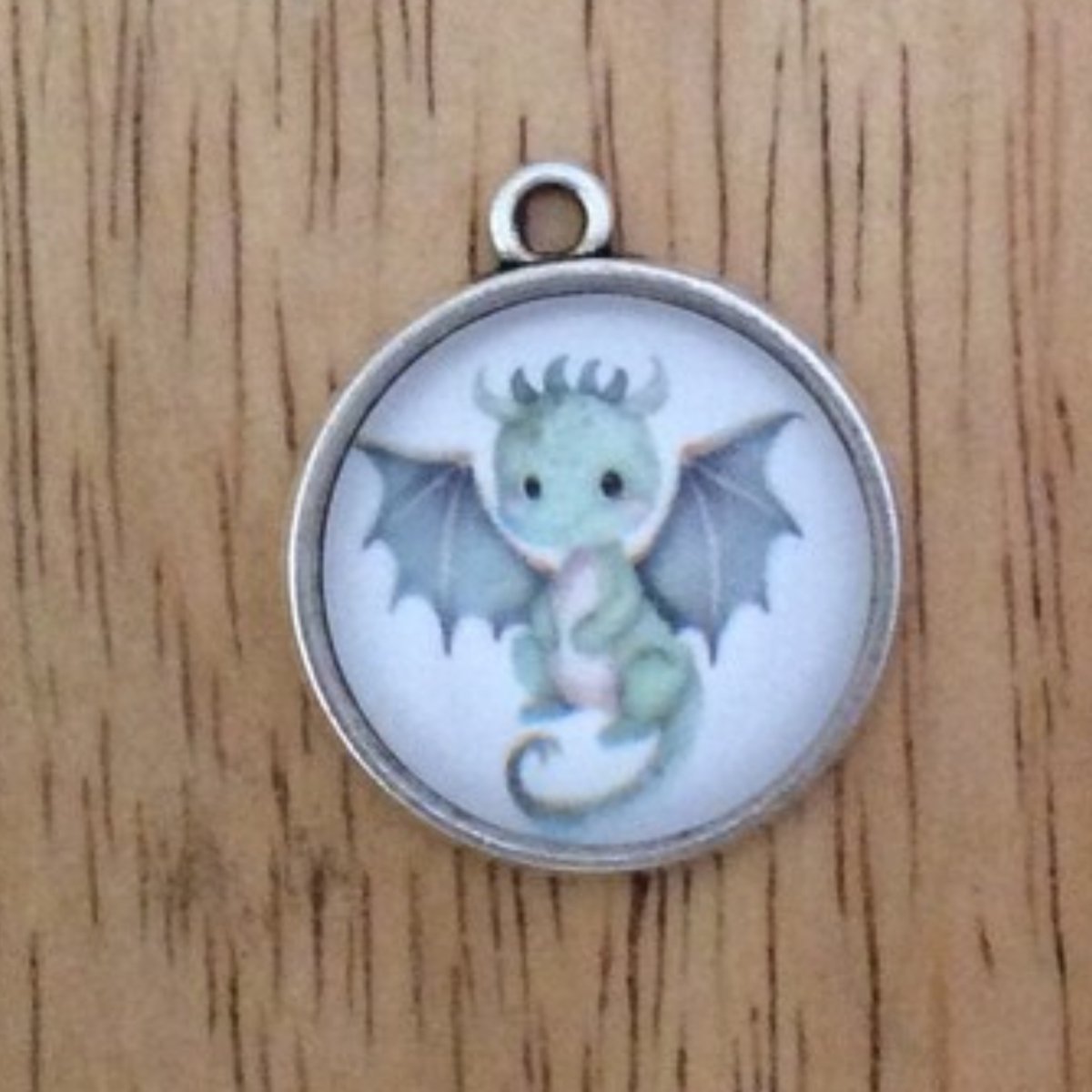 cute baby dragon glass cabochon charm