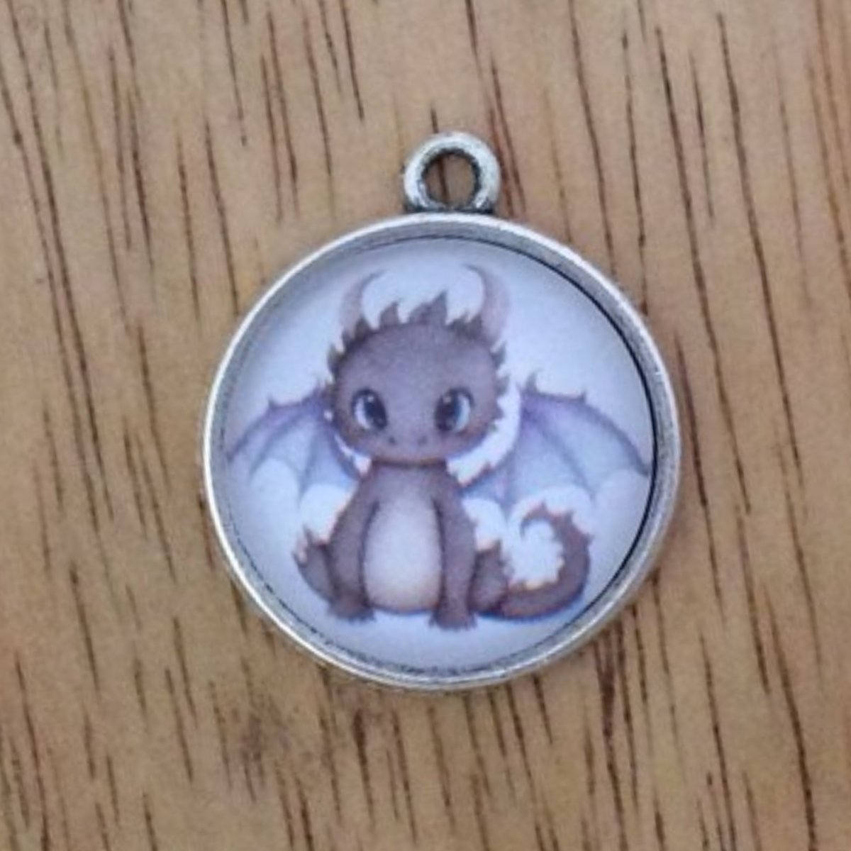 cute baby dragon glass cabochon charm