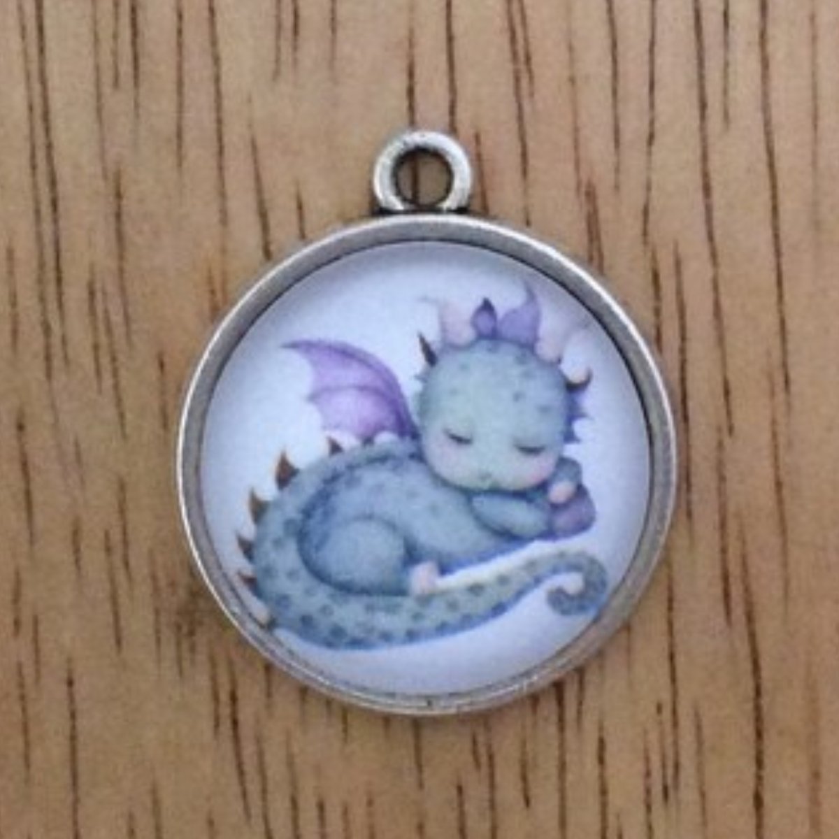 cute baby dragon glass cabochon charm