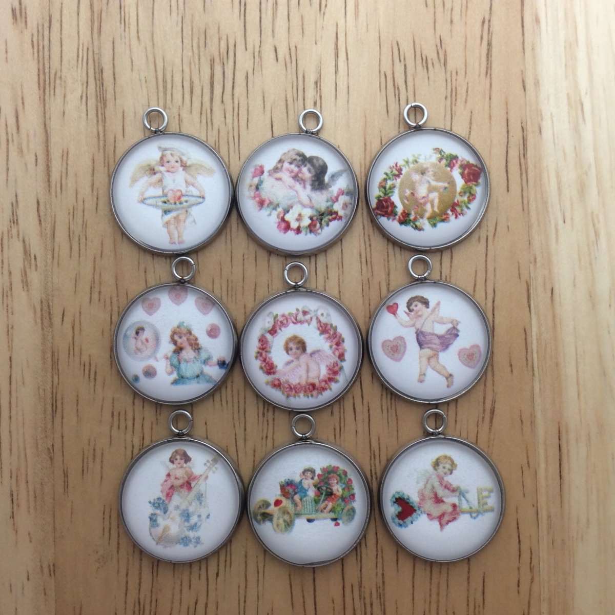 9 cupid valentine glass cabochon charms