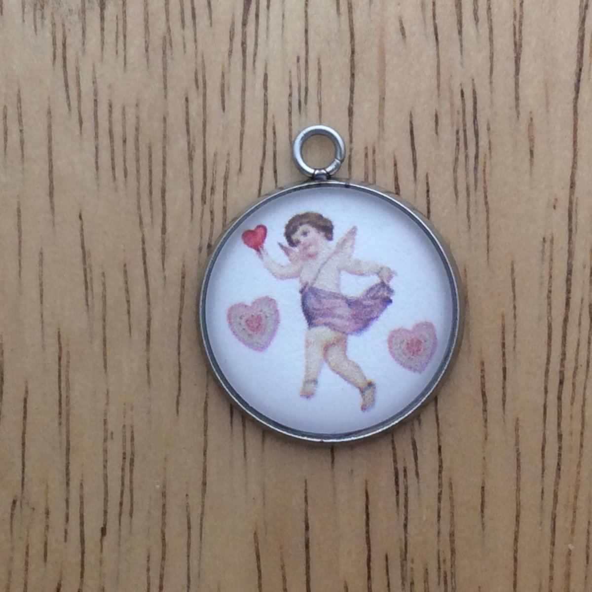 cupid valentine glass cabochon charm