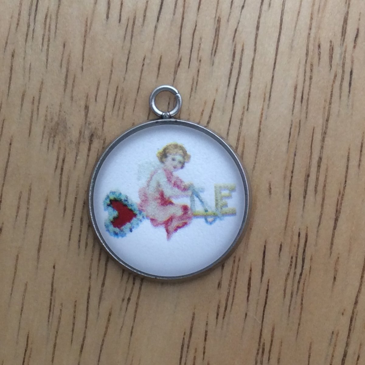 cupid valentine glass cabochon charm