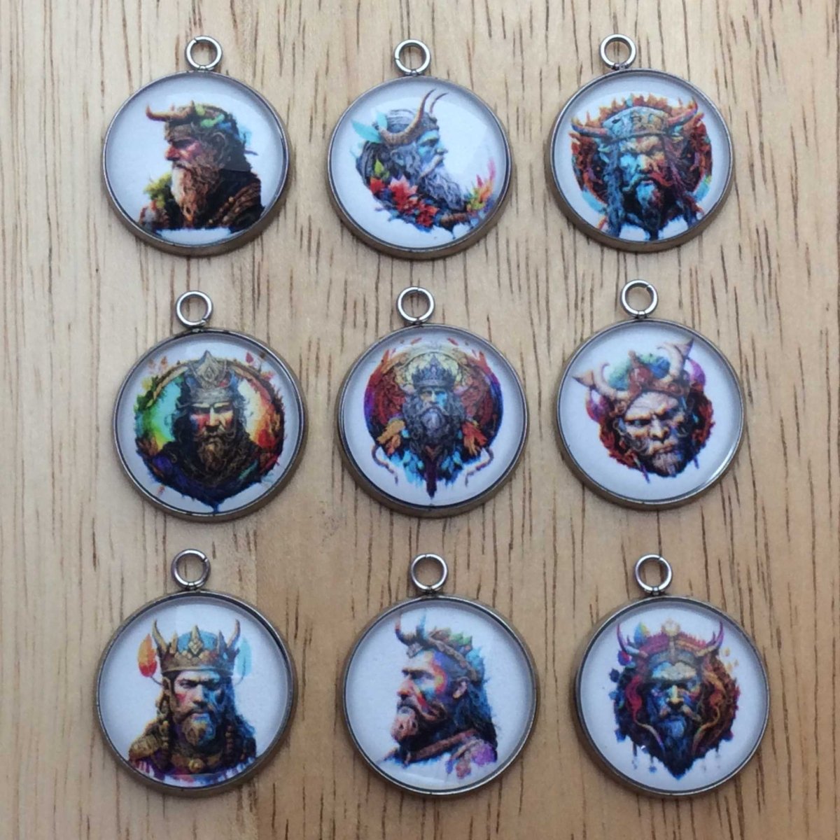 9 Odin, the Norse god of wisdom glass cabochon charms