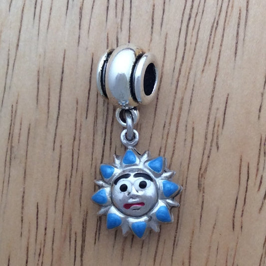 Slider bead with a blue sun charm