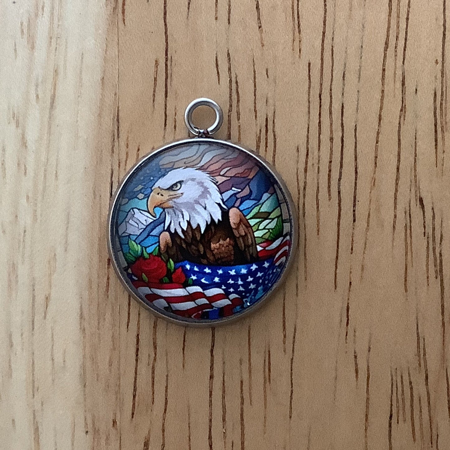 Patriotic Eagles & Flags Stained Glass Style Charms - ILikeWorms