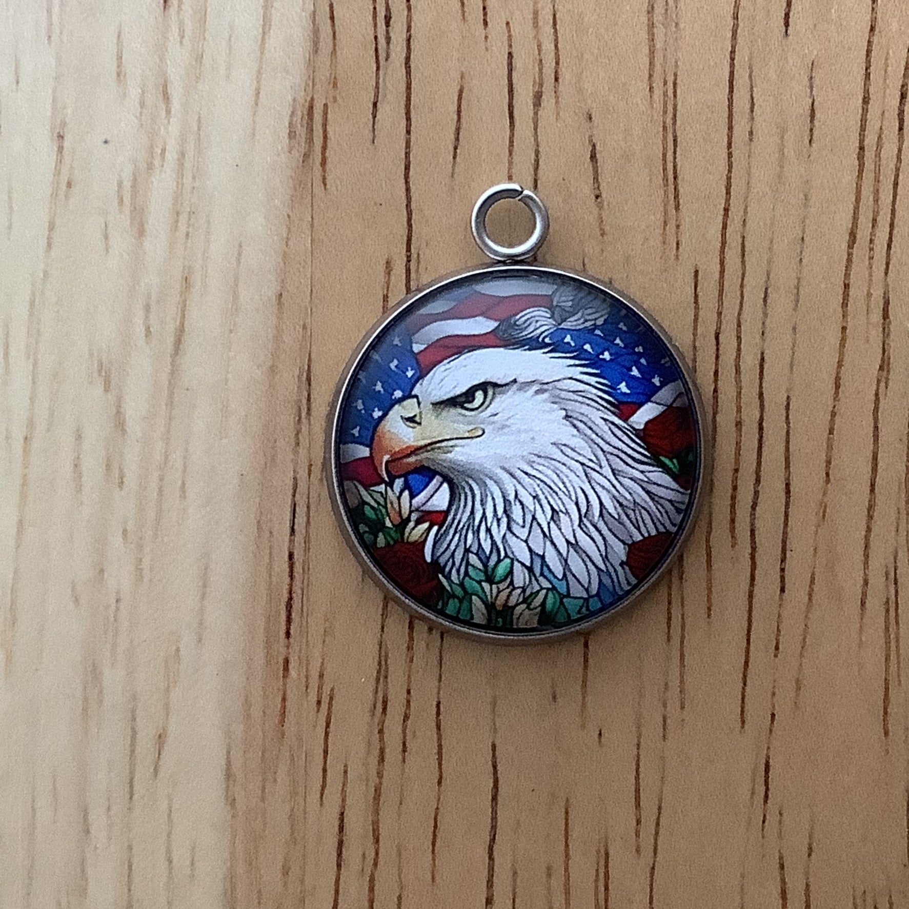 Patriotic Eagles & Flags Stained Glass Style Charms - ILikeWorms