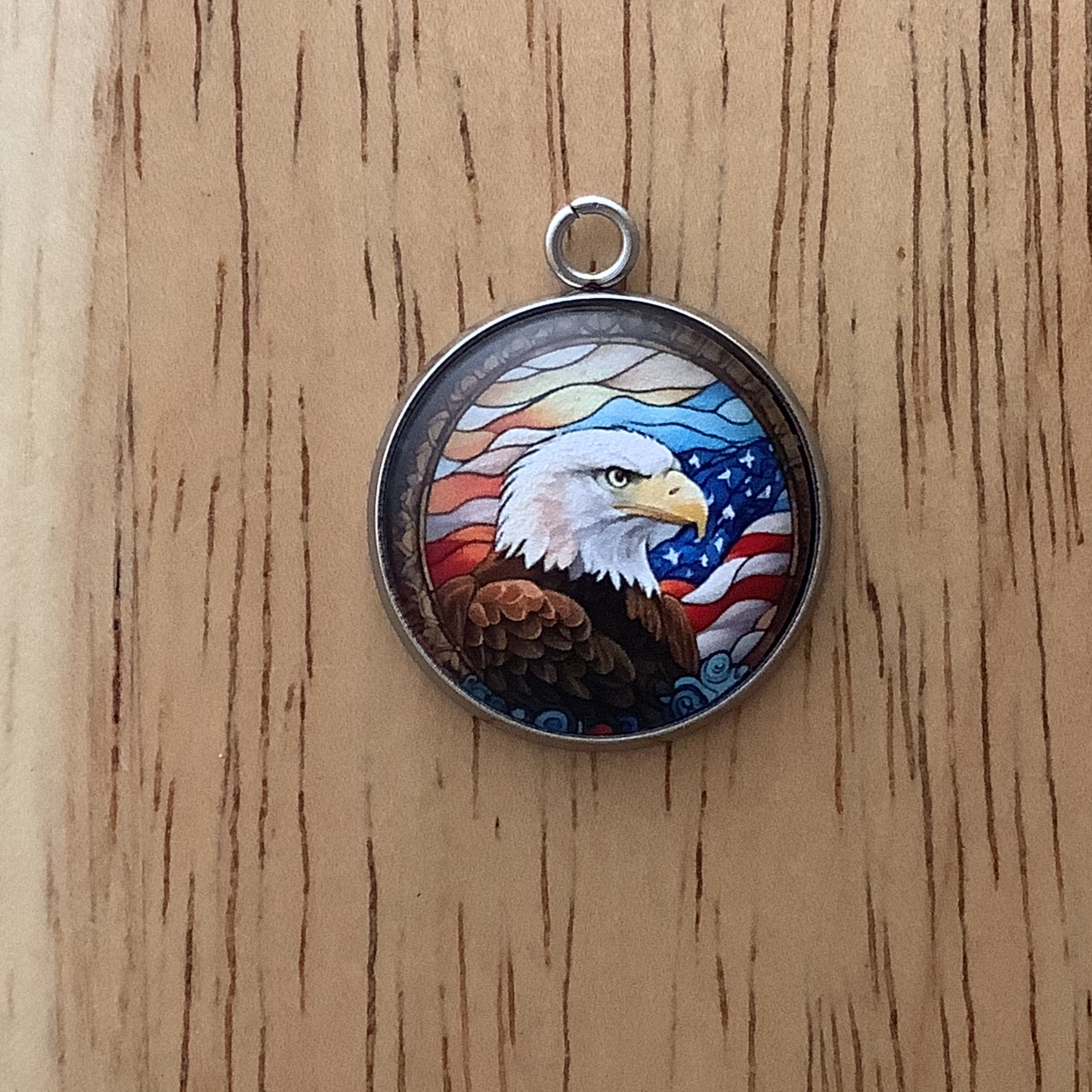 Patriotic Eagles & Flags Stained Glass Style Charms - ILikeWorms