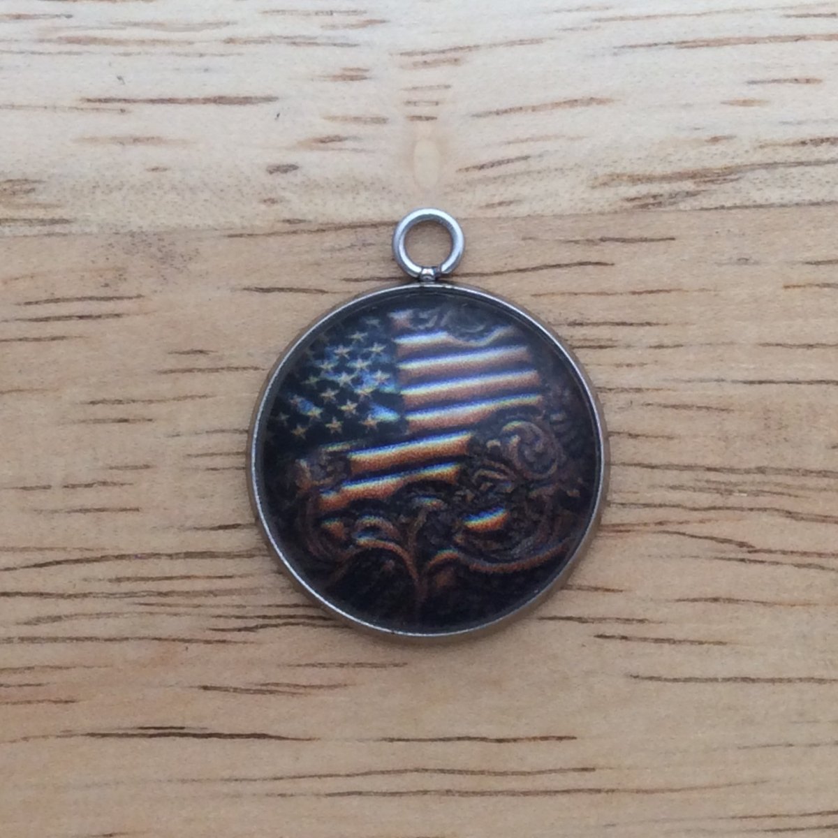 glass cabochon charm with  American flag