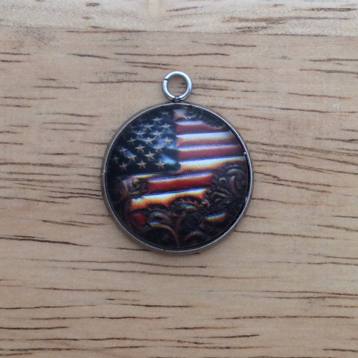 glass cabochon charm with  American flag