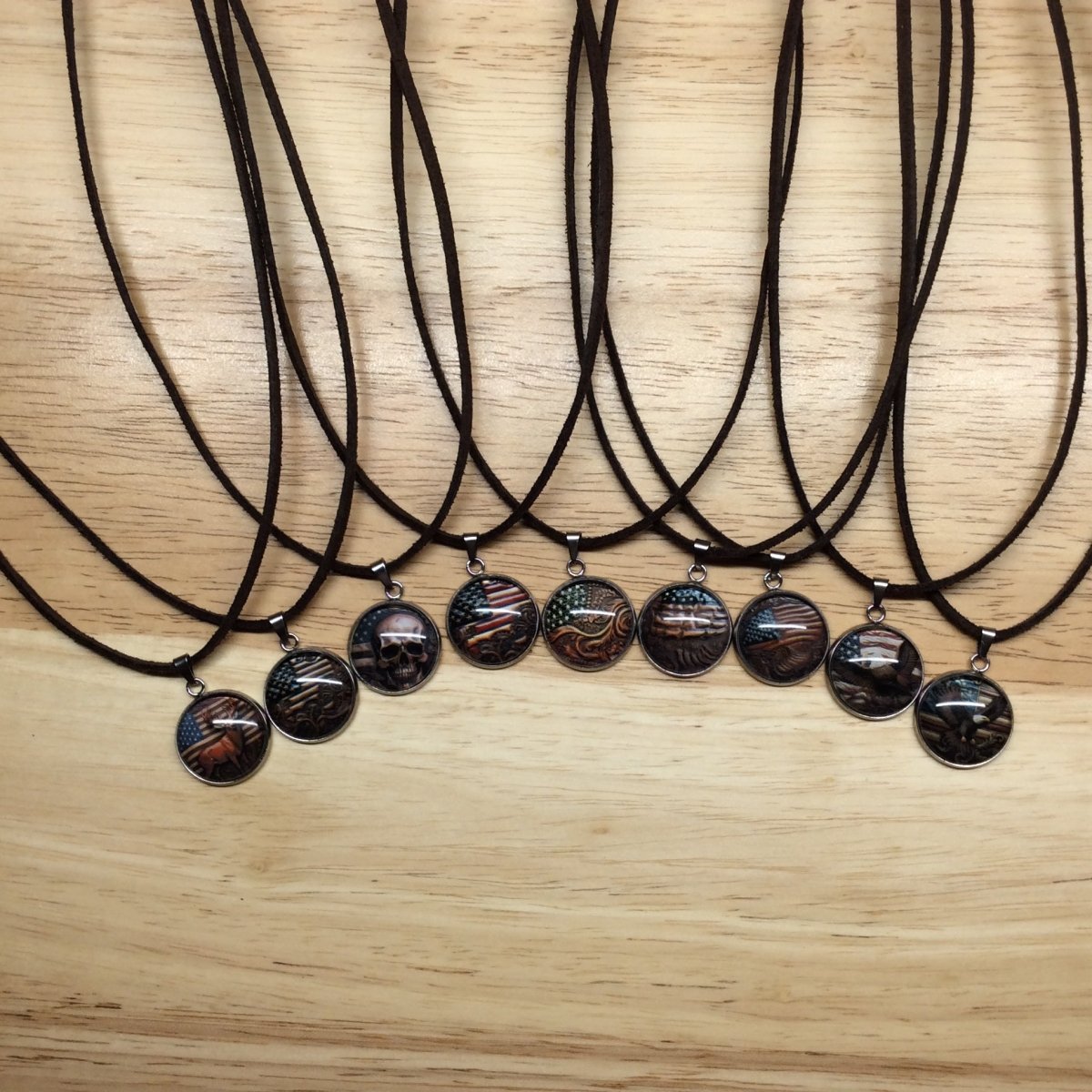 9 leather cord patriotic themed necklaces