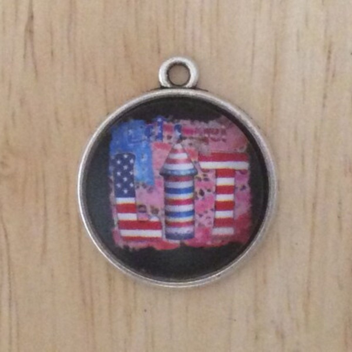 Patriotic flag glass cabochon charm