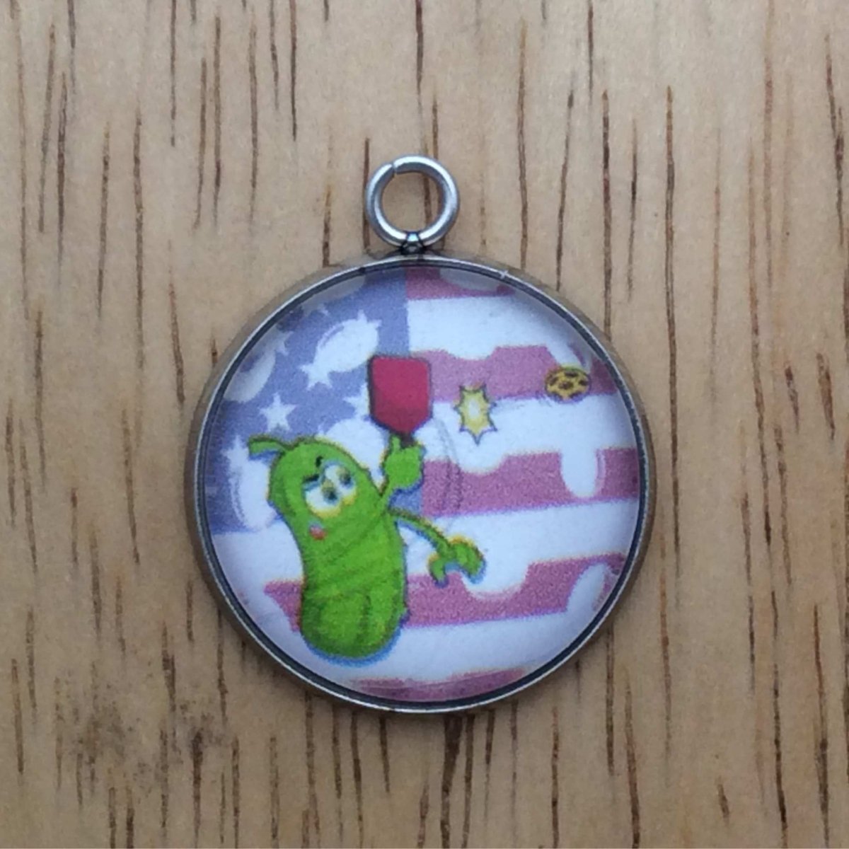 patriotic pickleball glass cabochon charm