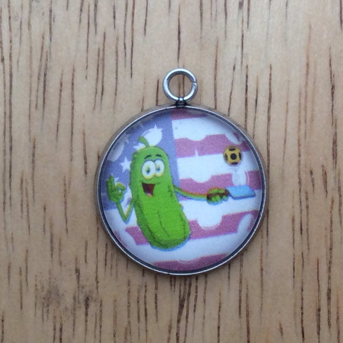 patriotic pickleball glass cabochon charm