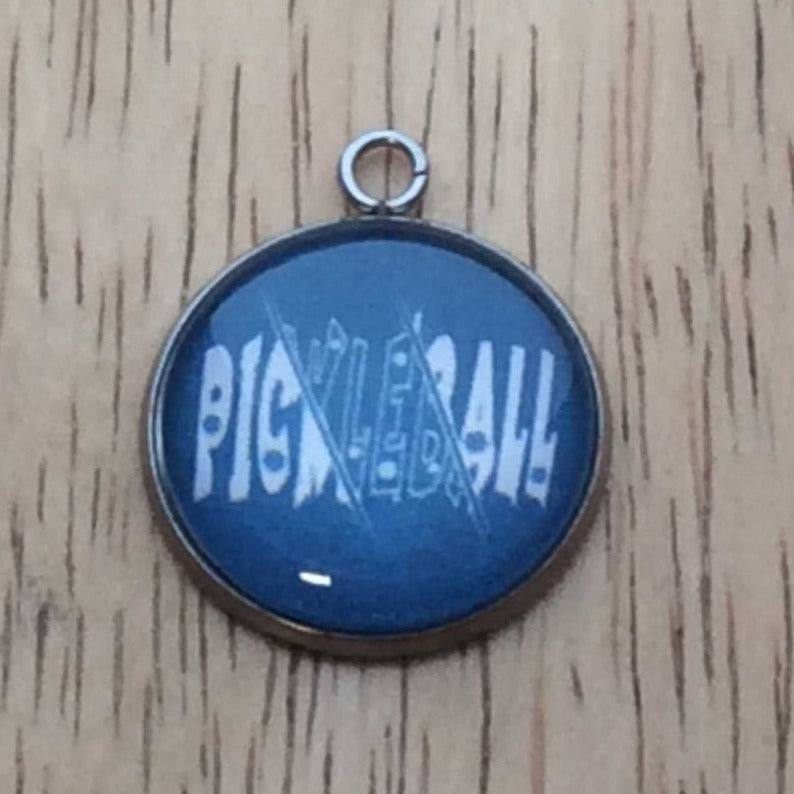 pickleball glass cabochon charm