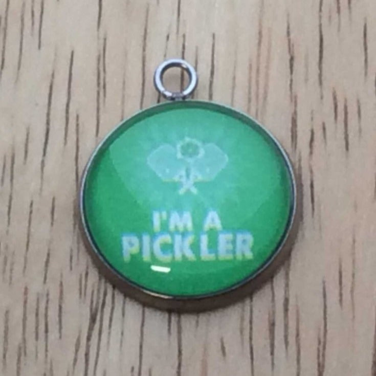 pickleball glass cabochon charm