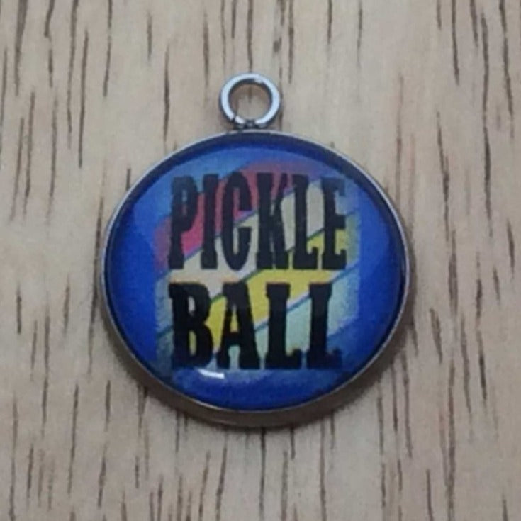 pickleball glass cabochon charm