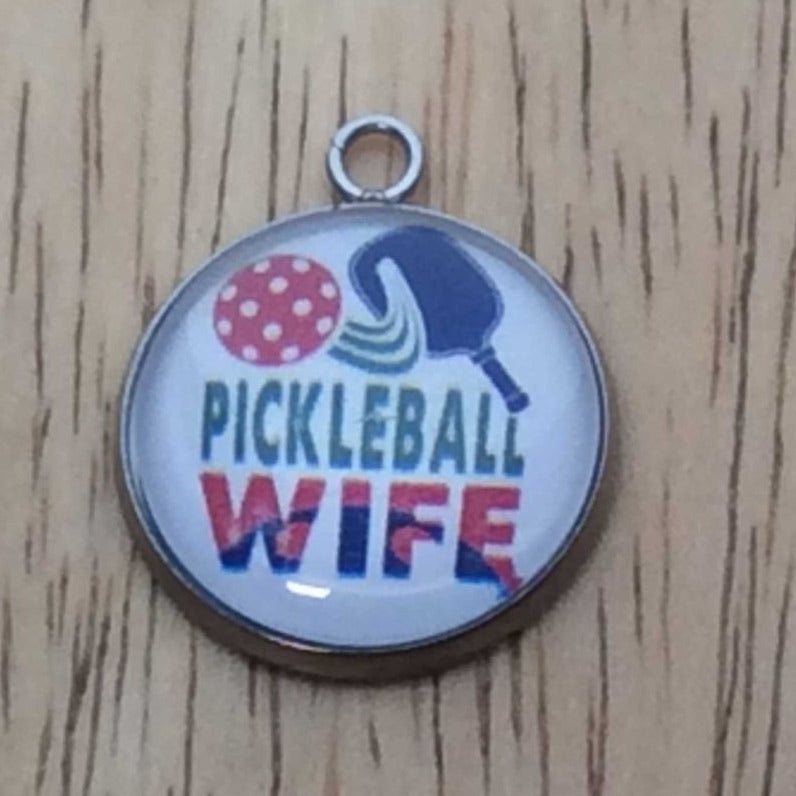 pickleball glass cabochon charm