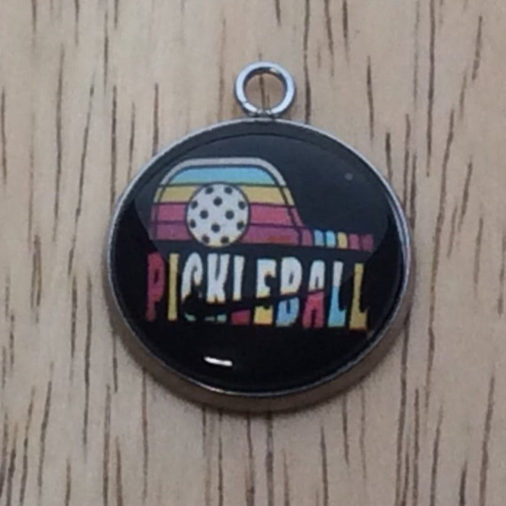 pickleball glass cabochon charm