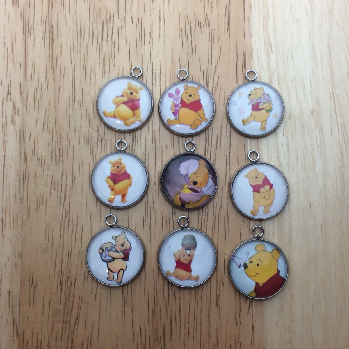 9 Winnie the Pooh glass cabochon charms