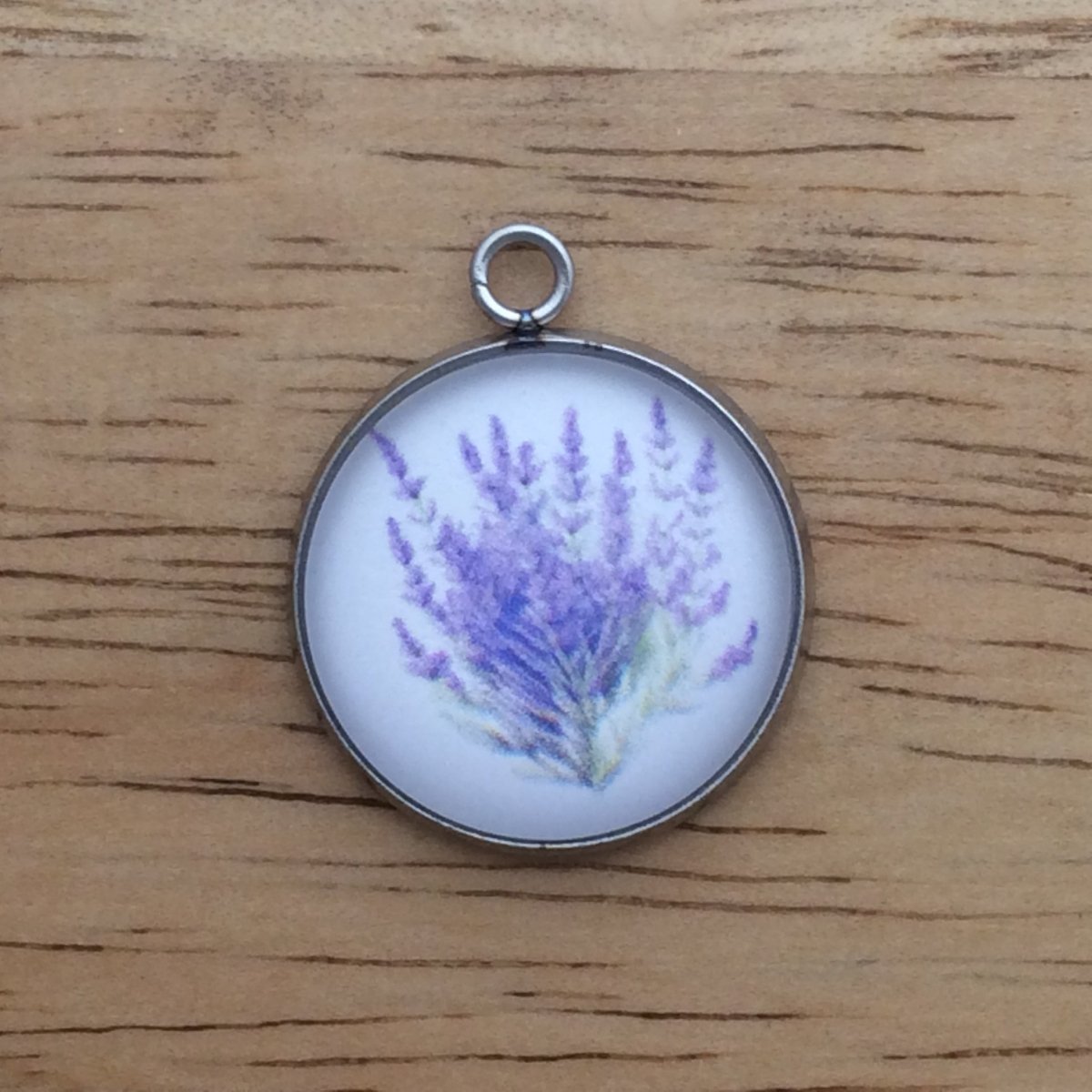 lavender glass cabochon charm