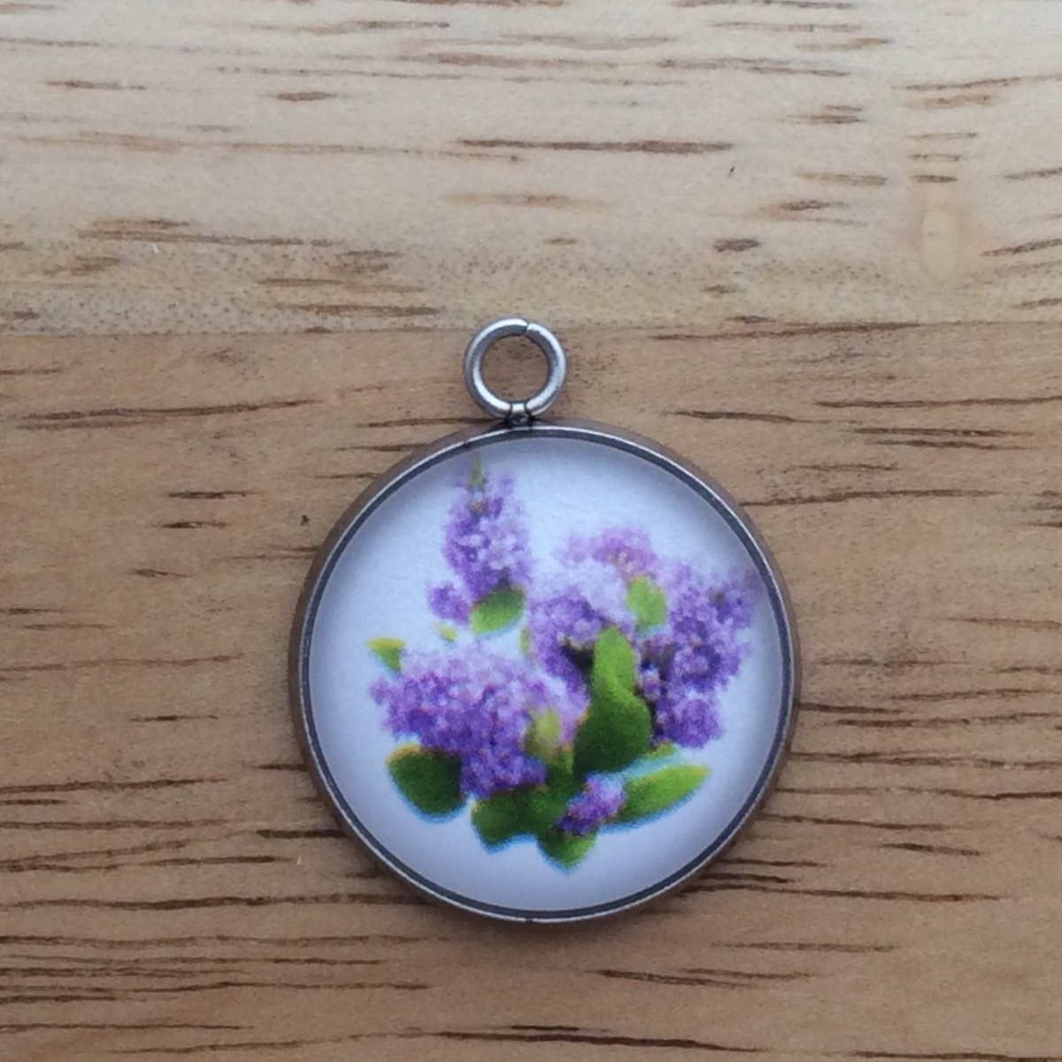 purple lilac glass cabochon charm