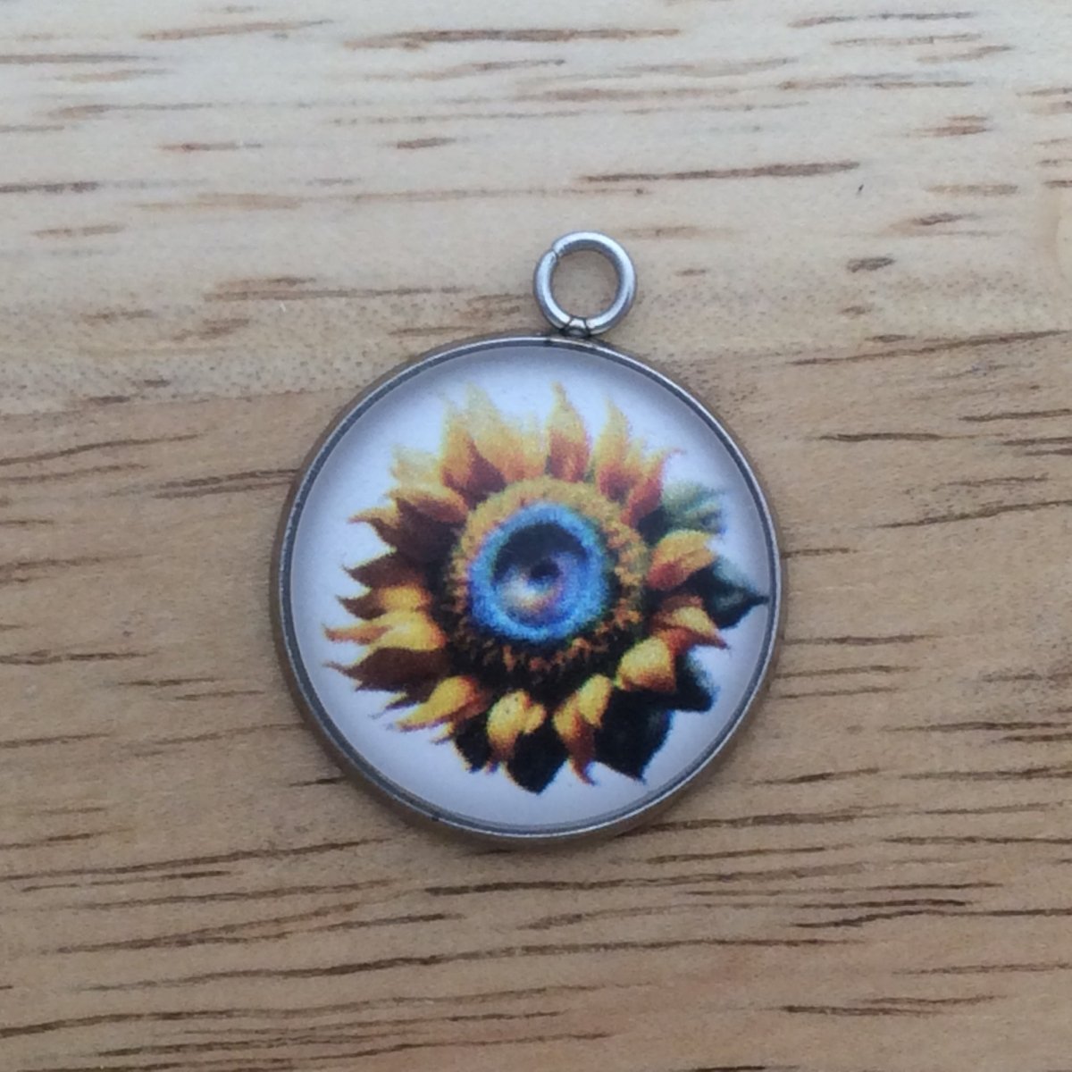 Sunflower glass cabochon charm