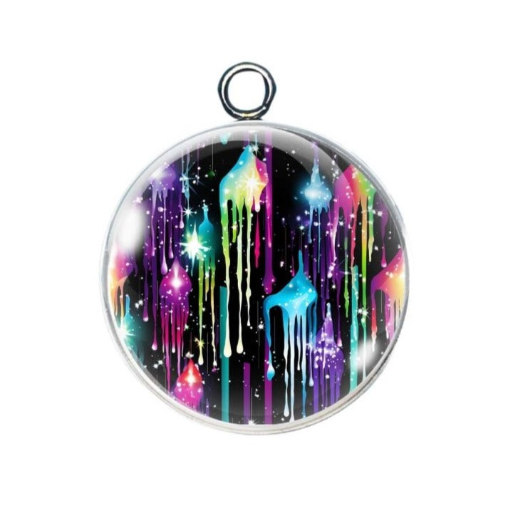 Rainbow Tears Glass Cabochon Charm