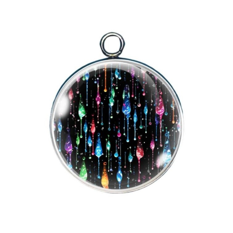 Rainbow Tears Glass Cabochon Charm