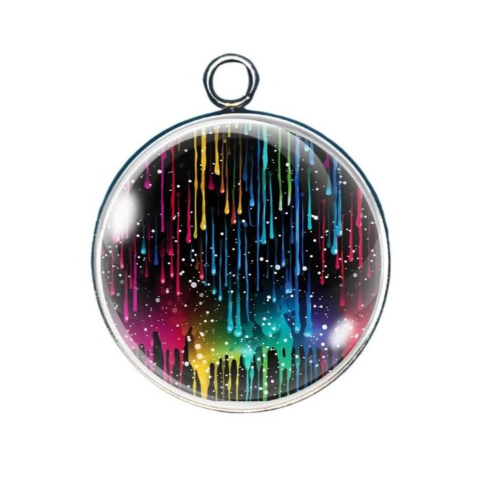 Rainbow Tears Glass Cabochon Charm