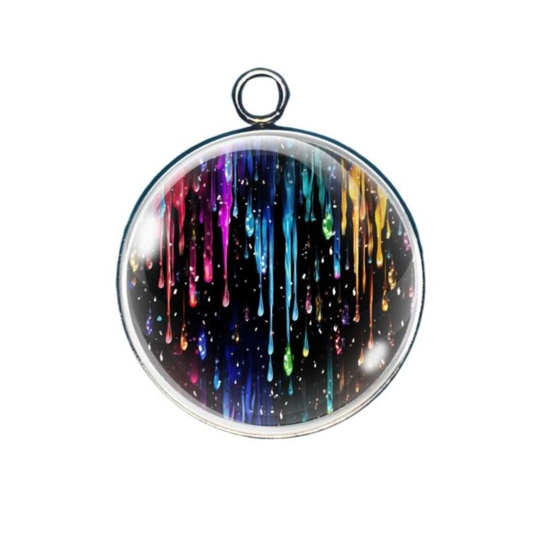 Rainbow Tears Glass Cabochon Charm