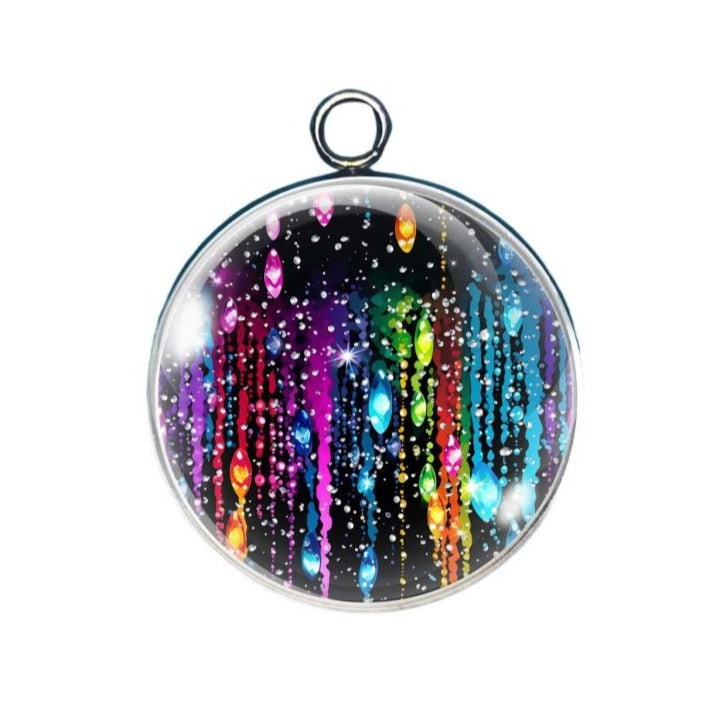 Rainbow Tears Glass Cabochon Charm