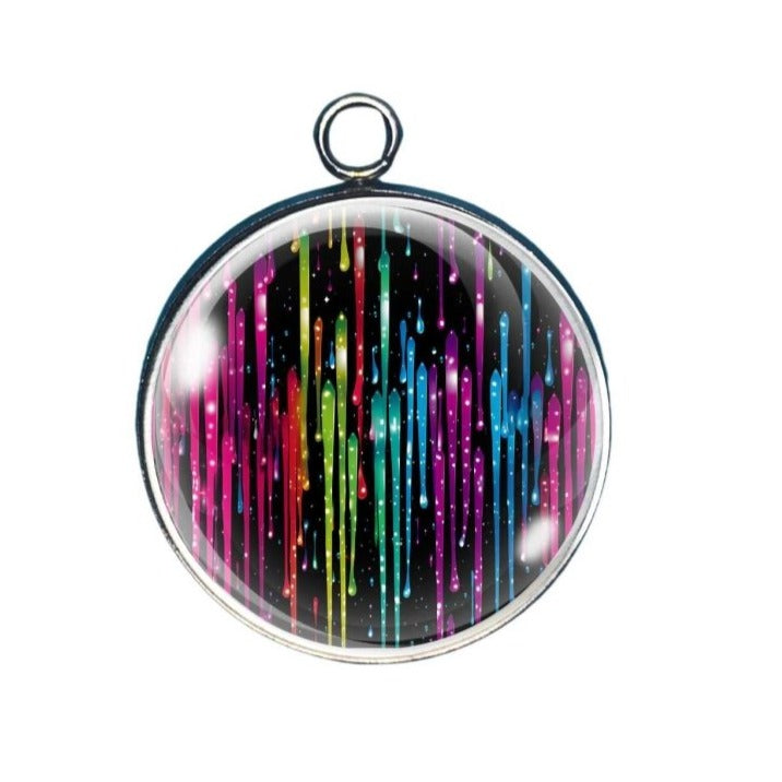 Rainbow Tears Glass Cabochon Charm