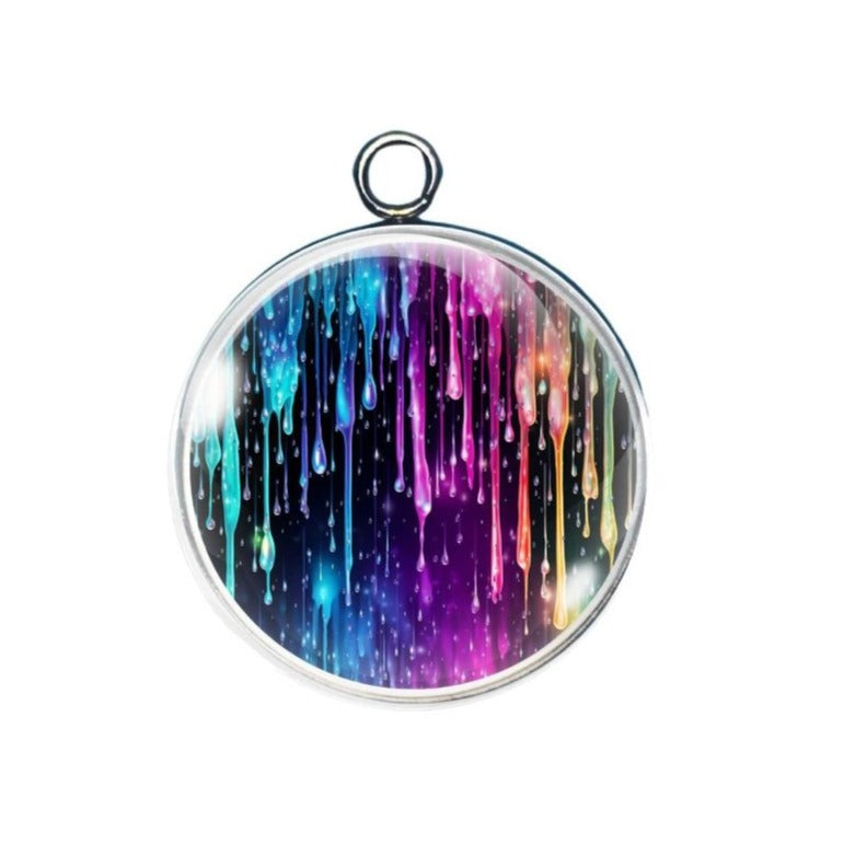 Rainbow Tears Glass Cabochon Charm