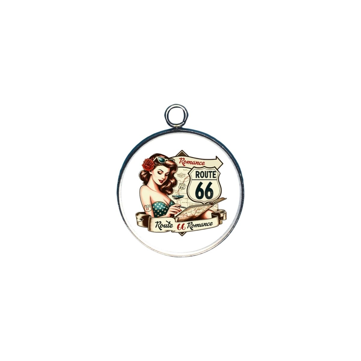 retro pinup girl glass cabochon charm