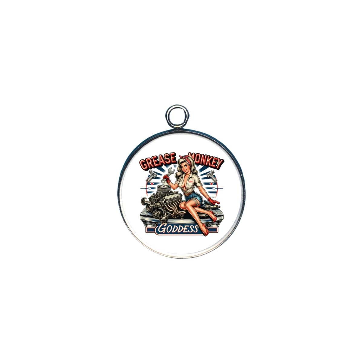 retro pinup girl glass cabochon charm