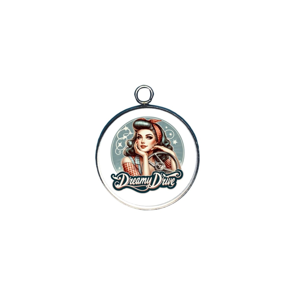 retro pinup girl glass cabochon charm