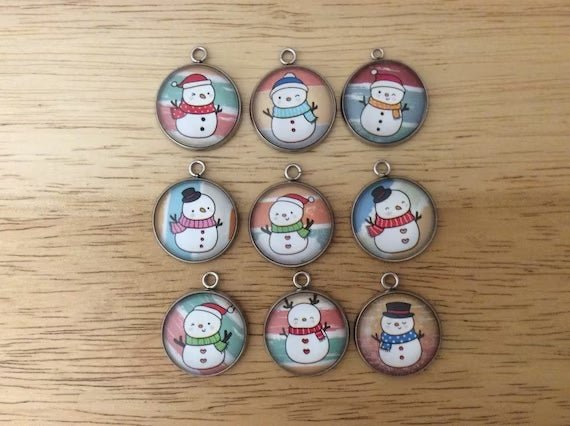 Retro Snowman Glass Cabochon Charms - ILikeWorms