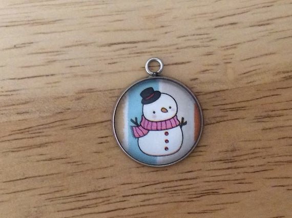 Retro Snowman Glass Cabochon Charms - ILikeWorms