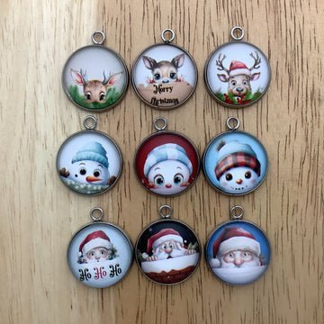 Santa, Snowmen and Reindeer Glass Cabochon Charms - ILikeWorms