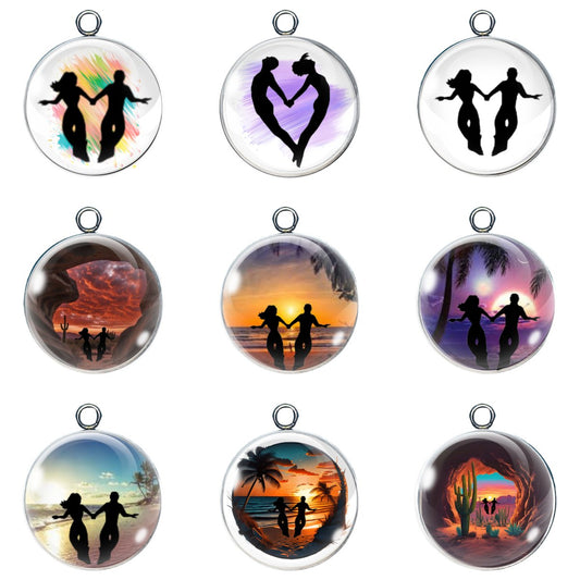 9 Shag dancing glass cabochon charms