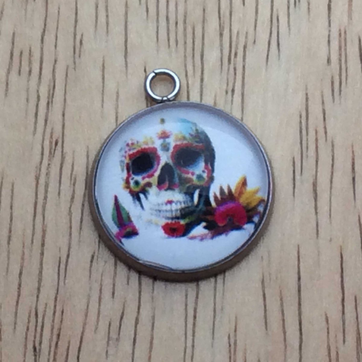 skull glass cabochon charm