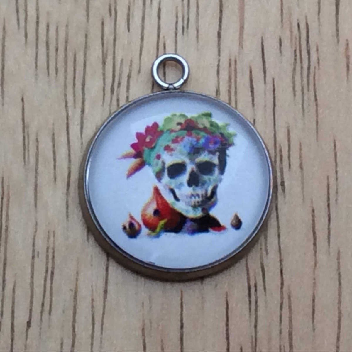 skull glass cabochon charm