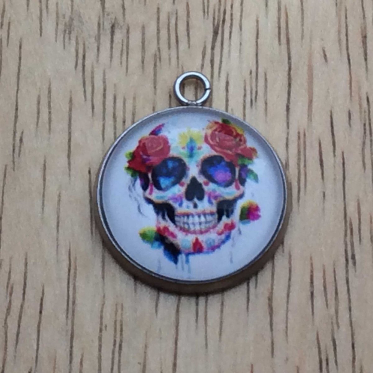 skull glass cabochon charm